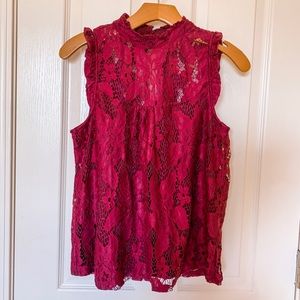 Burgundy High Neck Blouse